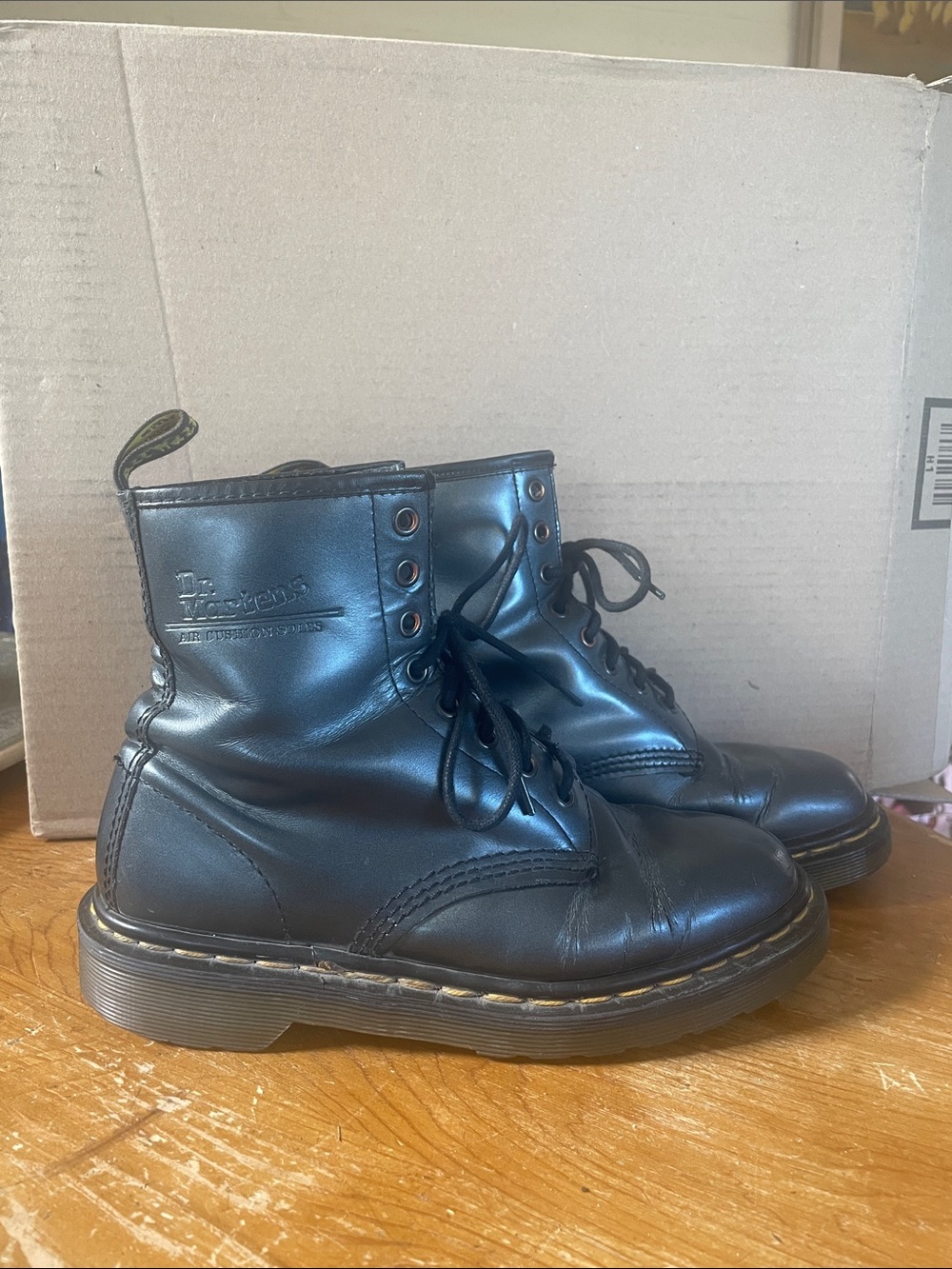 Dr. Martens Black Leather 8‑Eye Lace-Up Combat Boots